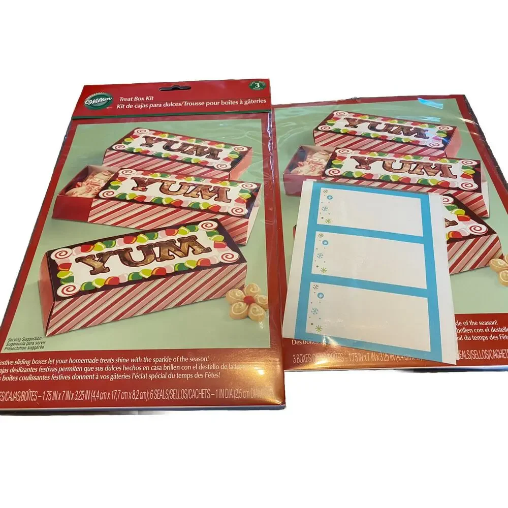 Wilton Holiday Yum Treat Box Kits Christmas Cello Loot Bags Dessert Baking Gift